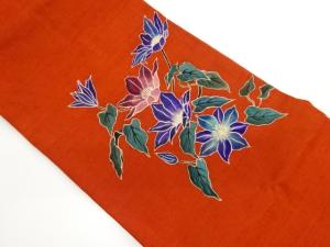 手織り紬花葉模様名古屋帯